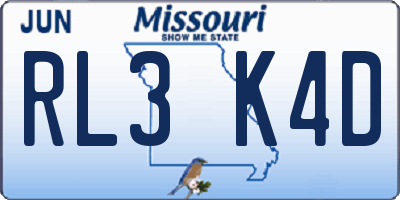MO license plate RL3K4D