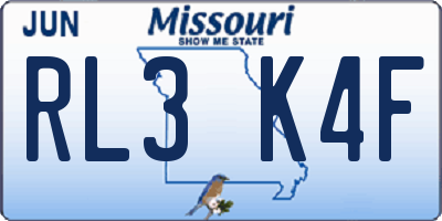 MO license plate RL3K4F