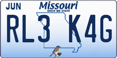 MO license plate RL3K4G