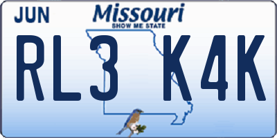 MO license plate RL3K4K