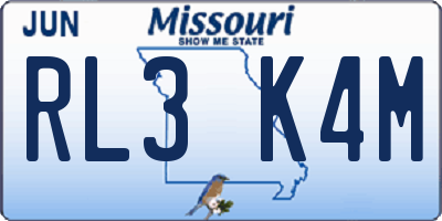 MO license plate RL3K4M