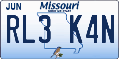 MO license plate RL3K4N