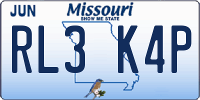 MO license plate RL3K4P