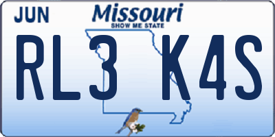 MO license plate RL3K4S