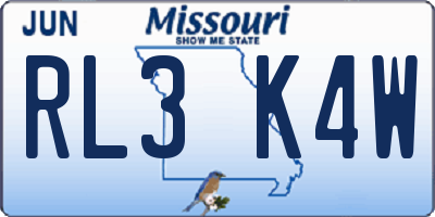 MO license plate RL3K4W