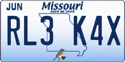 MO license plate RL3K4X