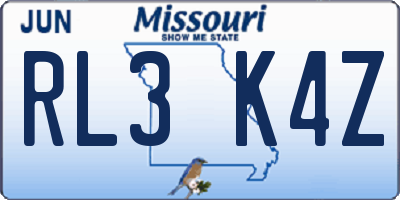 MO license plate RL3K4Z