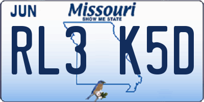 MO license plate RL3K5D