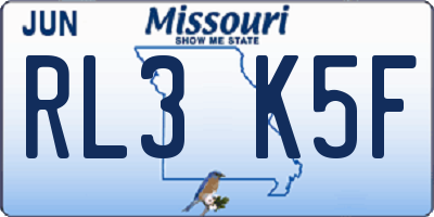 MO license plate RL3K5F