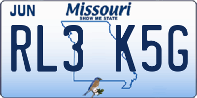 MO license plate RL3K5G