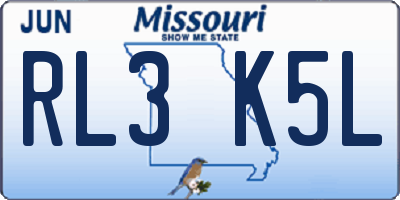 MO license plate RL3K5L