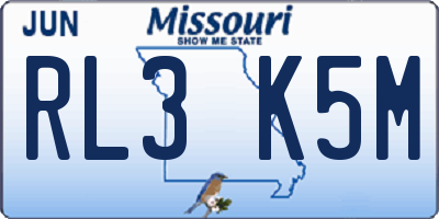 MO license plate RL3K5M