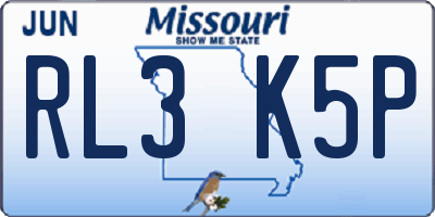 MO license plate RL3K5P