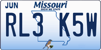 MO license plate RL3K5W