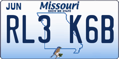 MO license plate RL3K6B