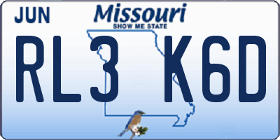 MO license plate RL3K6D