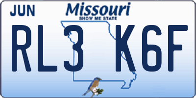 MO license plate RL3K6F