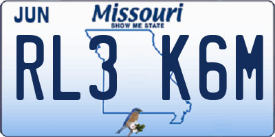 MO license plate RL3K6M
