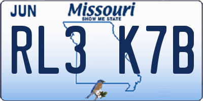 MO license plate RL3K7B