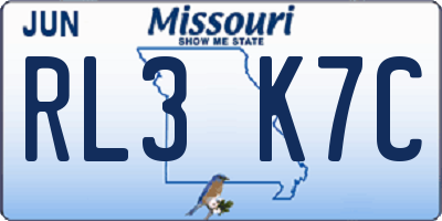 MO license plate RL3K7C