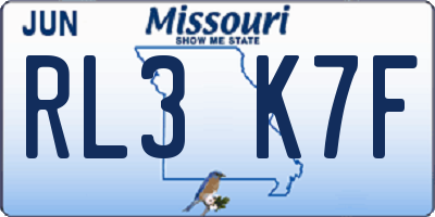 MO license plate RL3K7F