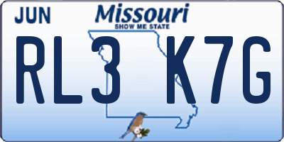 MO license plate RL3K7G