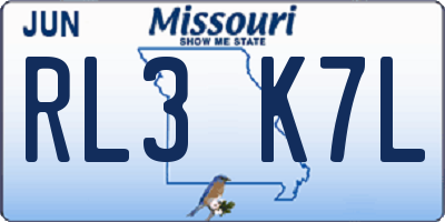 MO license plate RL3K7L