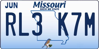 MO license plate RL3K7M