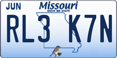 MO license plate RL3K7N