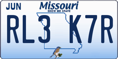 MO license plate RL3K7R