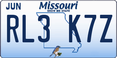 MO license plate RL3K7Z