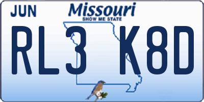 MO license plate RL3K8D