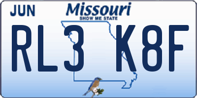 MO license plate RL3K8F