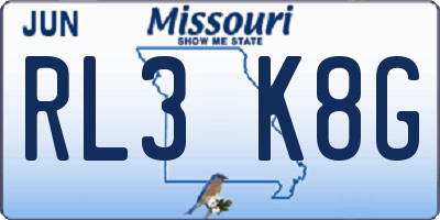 MO license plate RL3K8G