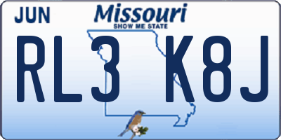 MO license plate RL3K8J
