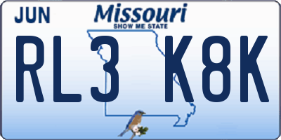 MO license plate RL3K8K