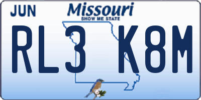 MO license plate RL3K8M