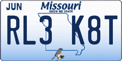 MO license plate RL3K8T