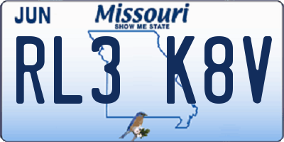 MO license plate RL3K8V