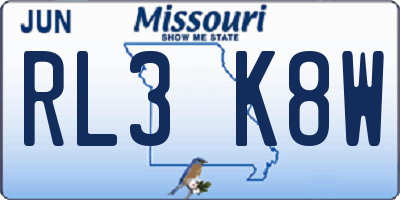 MO license plate RL3K8W