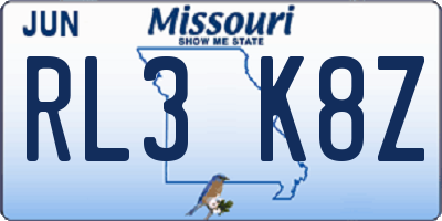 MO license plate RL3K8Z