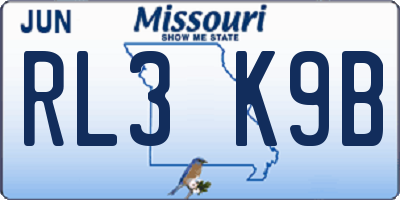 MO license plate RL3K9B
