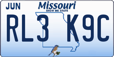 MO license plate RL3K9C
