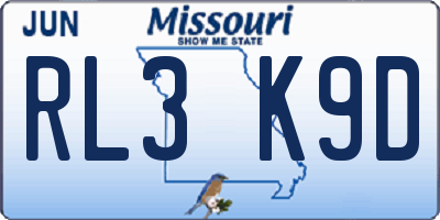 MO license plate RL3K9D