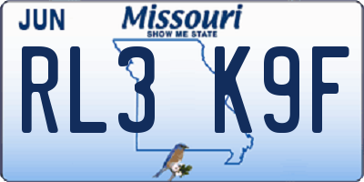MO license plate RL3K9F