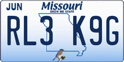 MO license plate RL3K9G