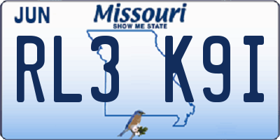 MO license plate RL3K9I