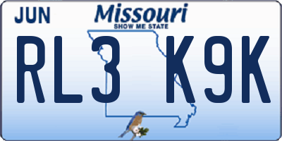 MO license plate RL3K9K