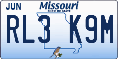 MO license plate RL3K9M