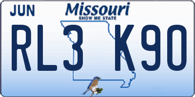 MO license plate RL3K9O